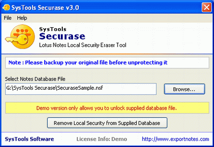  Database, software displays screen as below: