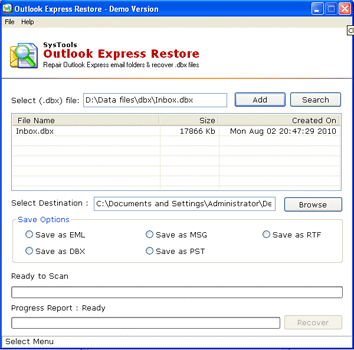 Outlook Express DBX Recovery